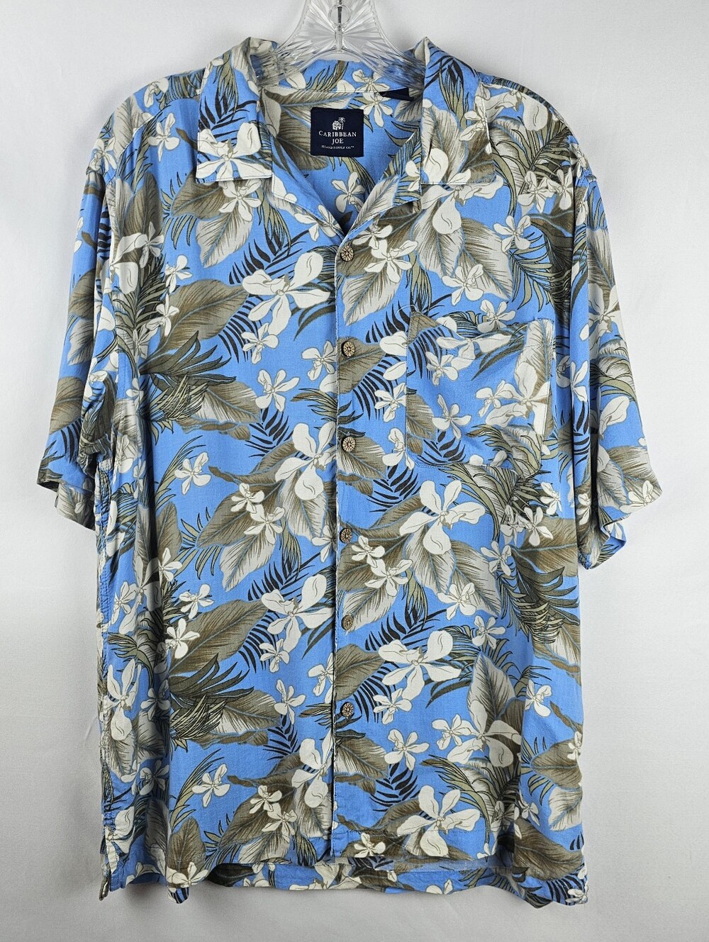 Caribbean Joe Floral Hawaiian Shirt Men's M Rayon Beach Vacation Resort